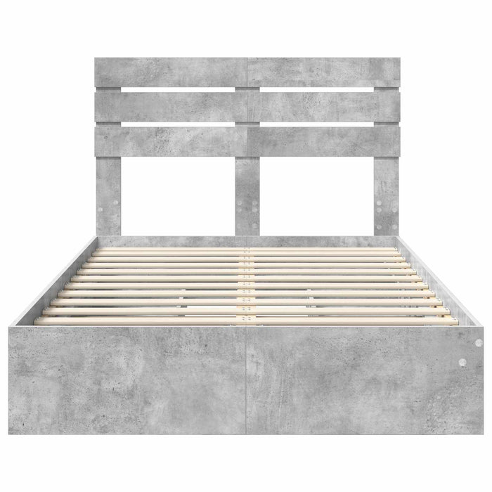 Pat cu storage Gri din beton 135 x 190 cm Lemn compozit - WALTI WALTI