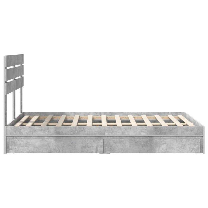 Pat cu storage Gri din beton 135 x 190 cm Lemn compozit - WALTI WALTI