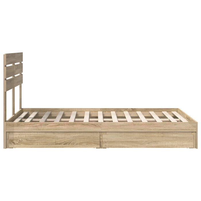 Pat cu storage Stejar Sonoma 120 x 200 cm Lemn compozit - WALTI WALTI
