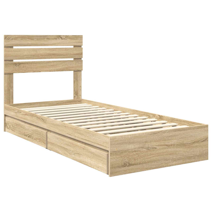 Pat cu storage Stejar Sonoma 90 x 200 cm Lemn compozit - WALTI WALTI