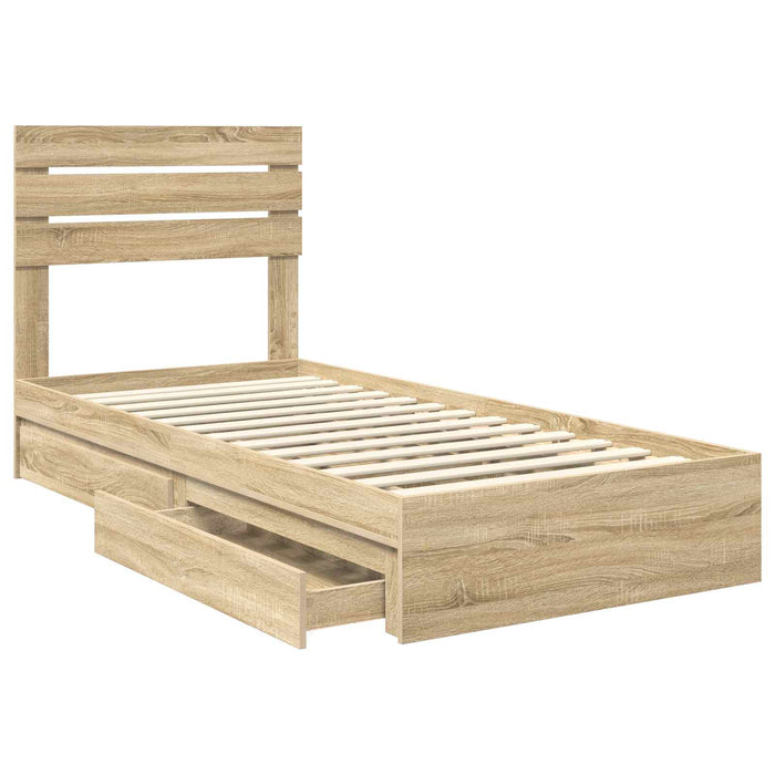 Pat cu storage Stejar Sonoma 90 x 200 cm Lemn compozit - WALTI WALTI