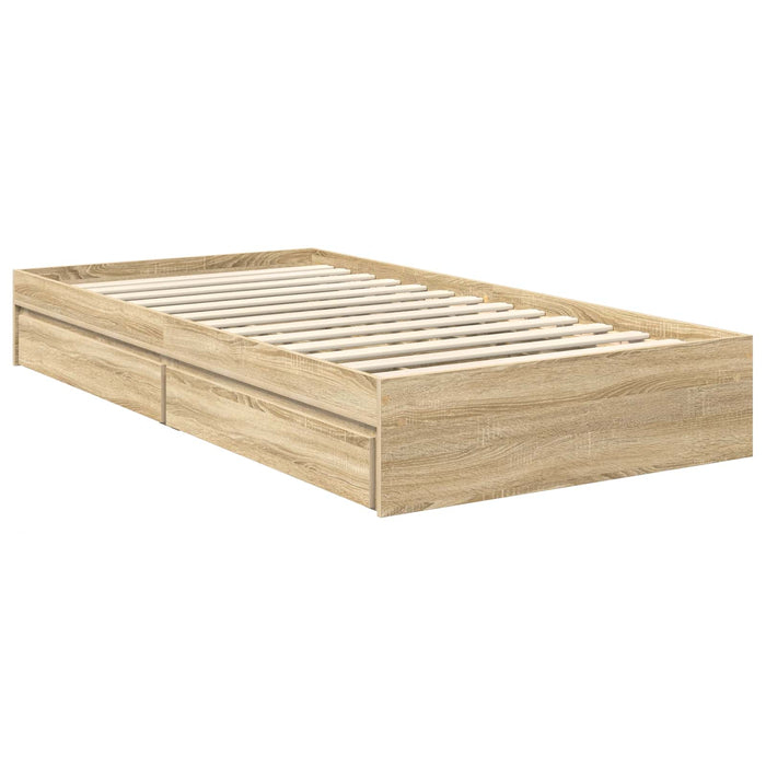 Pat cu storage Stejar Sonoma 90 x 200 cm Lemn compozit - WALTI WALTI