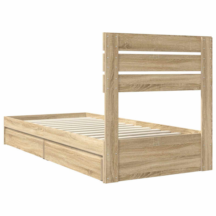Pat cu storage Stejar Sonoma 90 x 200 cm Lemn compozit - WALTI WALTI