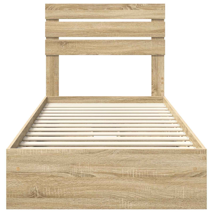 Pat cu storage Stejar Sonoma 90 x 200 cm Lemn compozit - WALTI WALTI