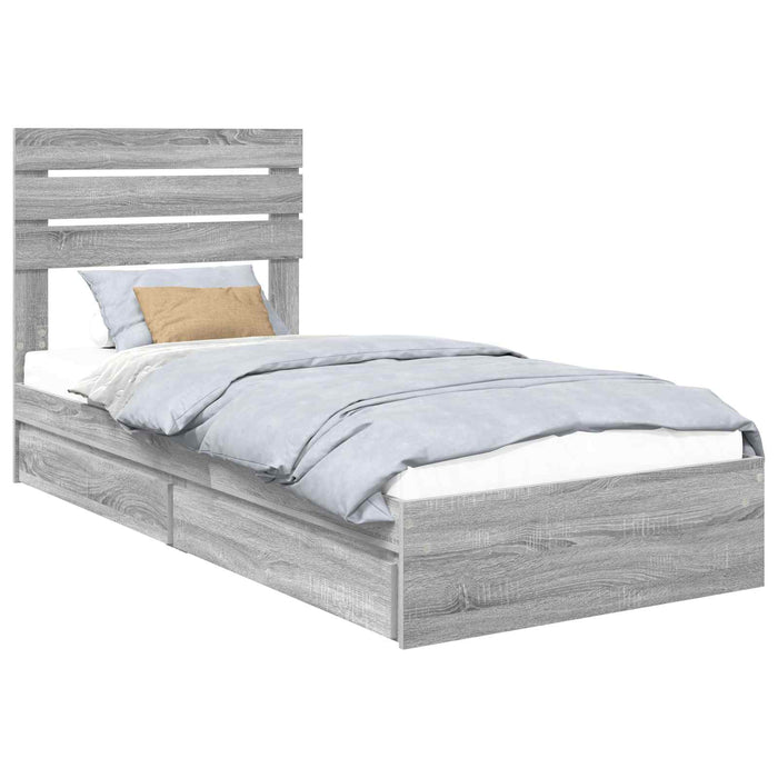 Pat cu storage cu sertar Gri Sonoma 90 x 200 cm Lemn compozit - WALTI WALTI