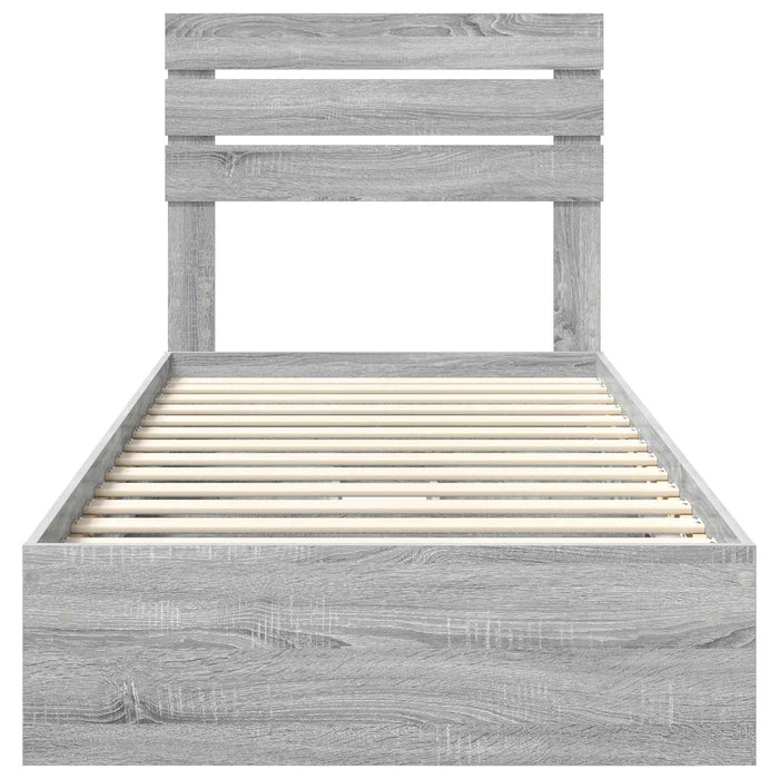 Pat cu storage cu sertar Gri Sonoma 90 x 200 cm Lemn compozit - WALTI WALTI