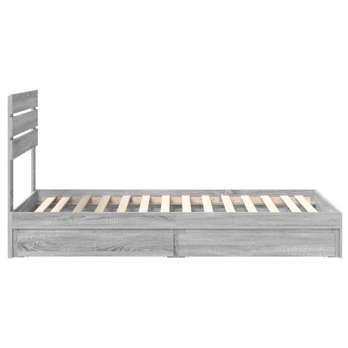 Pat cu storage cu sertar Gri Sonoma 90 x 200 cm Lemn compozit - WALTI WALTI