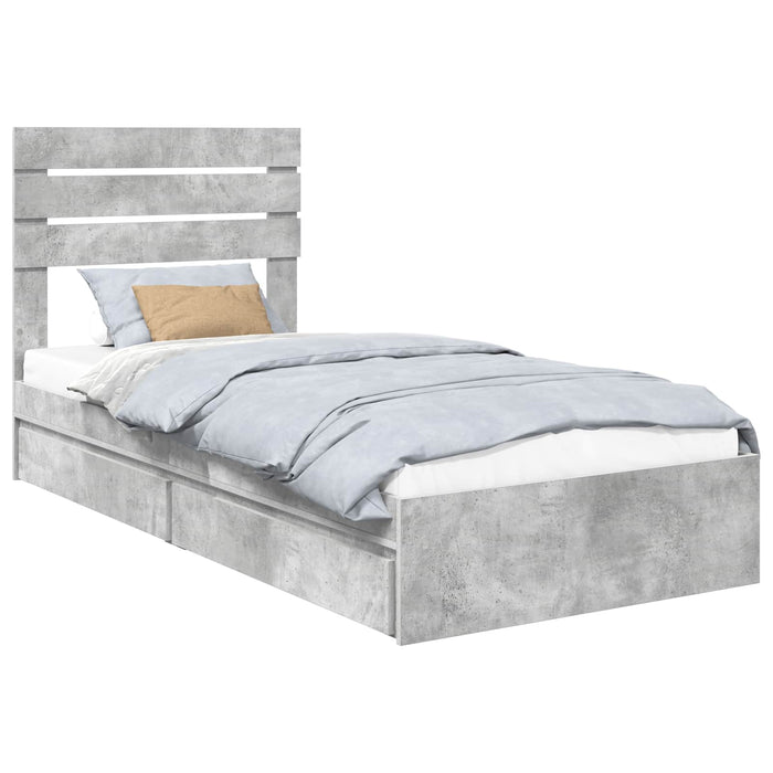 Pat cu storage Gri din beton 90 x 190 cm Lemn compozit - WALTI WALTI