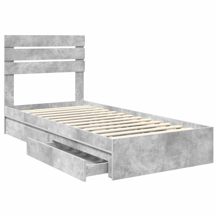 Pat cu storage Gri din beton 90 x 190 cm Lemn compozit - WALTI WALTI