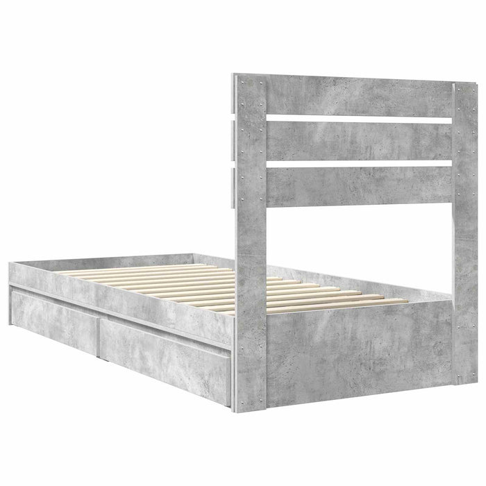 Pat cu storage Gri din beton 90 x 190 cm Lemn compozit - WALTI WALTI