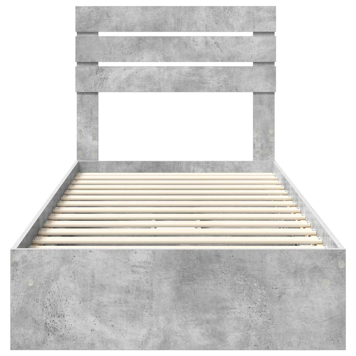 Pat cu storage Gri din beton 90 x 190 cm Lemn compozit - WALTI WALTI