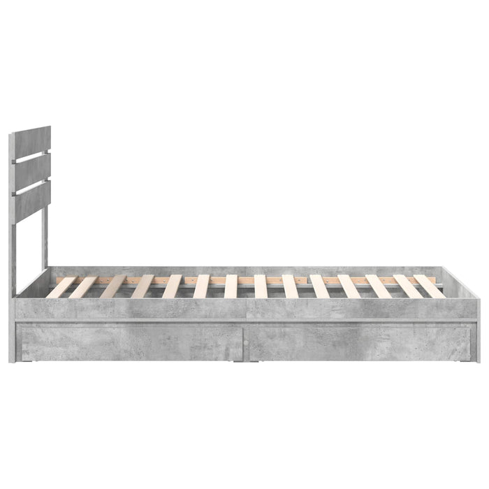 Pat cu storage Gri din beton 90 x 190 cm Lemn compozit - WALTI WALTI