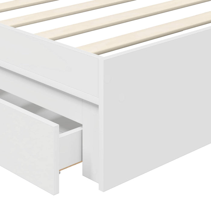 Pat cu storage cu headboard Alb 75 x 190 cm Lemn compozit - WALTI WALTI