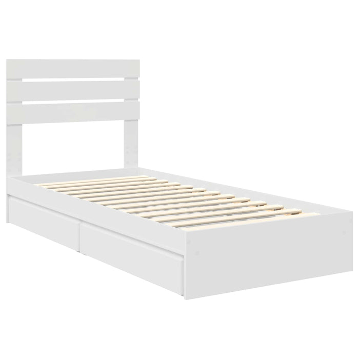 Pat cu storage cu headboard Alb 75 x 190 cm Lemn compozit - WALTI WALTI