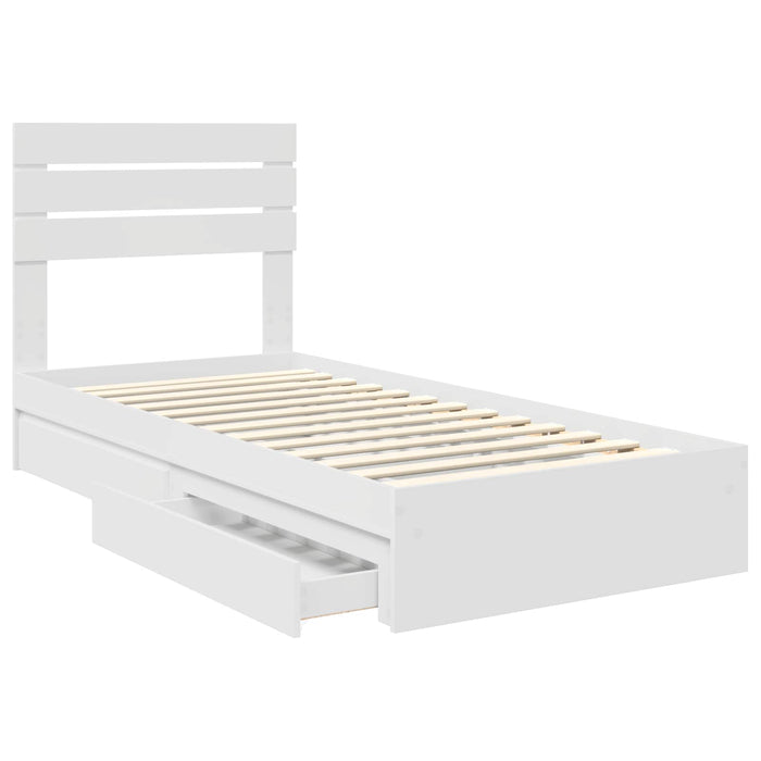 Pat cu storage cu headboard Alb 75 x 190 cm Lemn compozit - WALTI WALTI