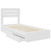 Pat cu storage cu headboard Alb 75 x 190 cm Lemn compozit - WALTI WALTI
