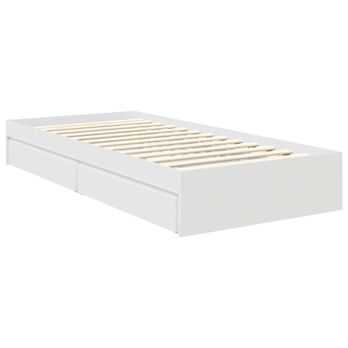 Pat cu storage cu headboard Alb 75 x 190 cm Lemn compozit - WALTI WALTI