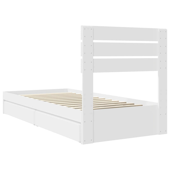 Pat cu storage cu headboard Alb 75 x 190 cm Lemn compozit - WALTI WALTI