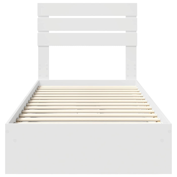 Pat cu storage cu headboard Alb 75 x 190 cm Lemn compozit - WALTI WALTI