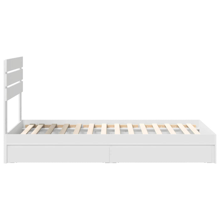 Pat cu storage cu headboard Alb 75 x 190 cm Lemn compozit - WALTI WALTI