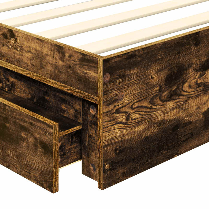 Pat cu storage Stejar fumuriu 75 x 190 cm Lemn compozit - WALTI WALTI