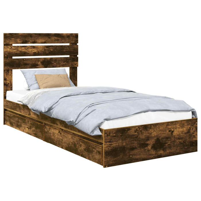 Pat cu storage Stejar fumuriu 75 x 190 cm Lemn compozit - WALTI WALTI