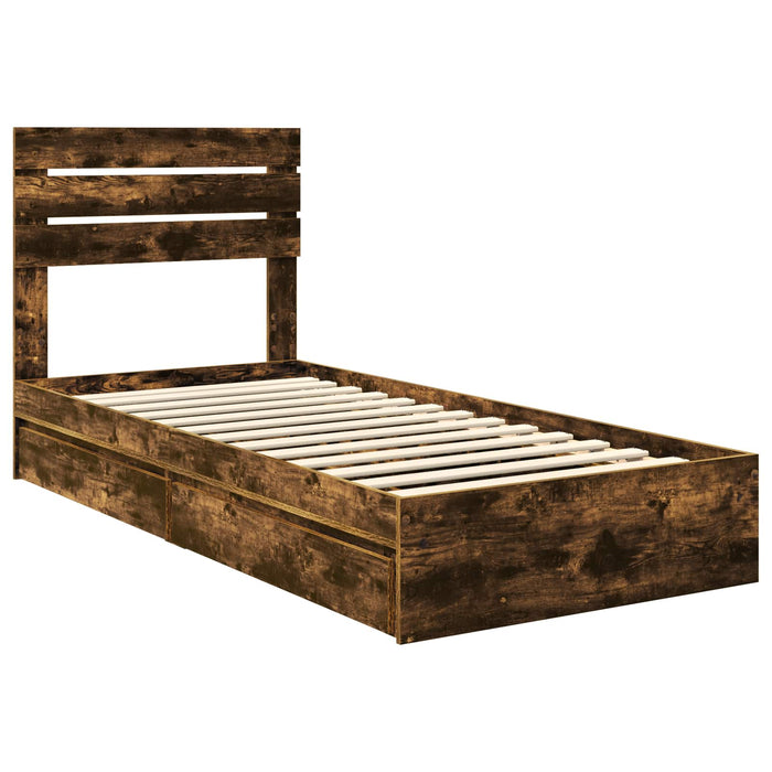 Pat cu storage Stejar fumuriu 75 x 190 cm Lemn compozit - WALTI WALTI