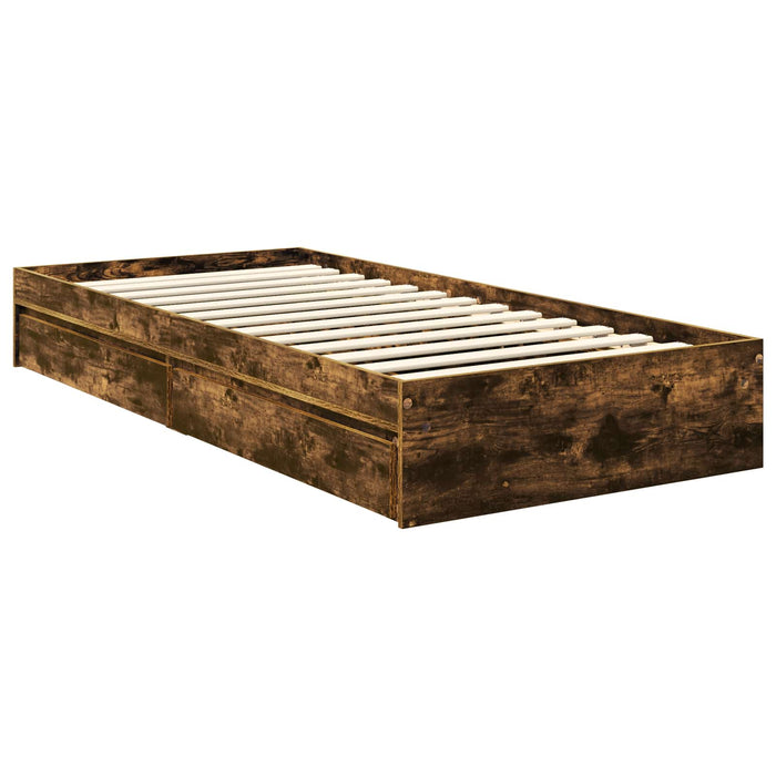 Pat cu storage Stejar fumuriu 75 x 190 cm Lemn compozit - WALTI WALTI