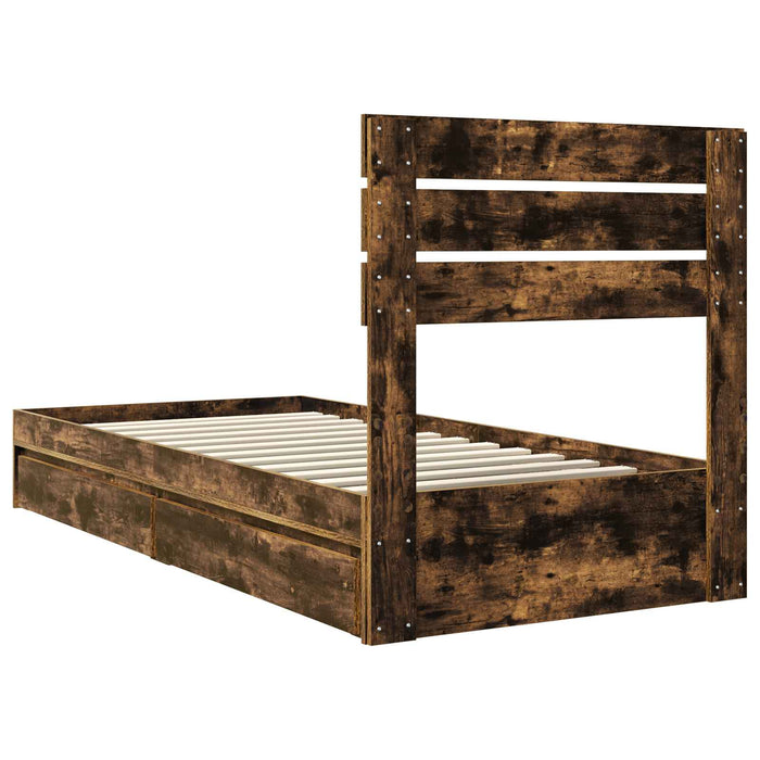 Pat cu storage Stejar fumuriu 75 x 190 cm Lemn compozit - WALTI WALTI