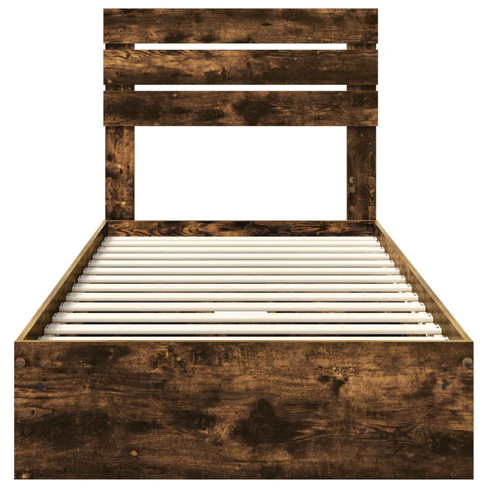 Pat cu storage Stejar fumuriu 75 x 190 cm Lemn compozit - WALTI WALTI