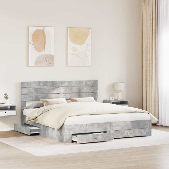 Cadru de pat cu sertar cu headboard cu depozitare Lemn compozit - WALTI WALTI