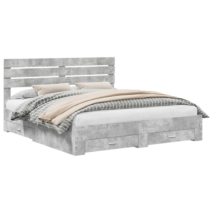 Cadru de pat cu sertar cu headboard cu depozitare Lemn compozit - WALTI WALTI