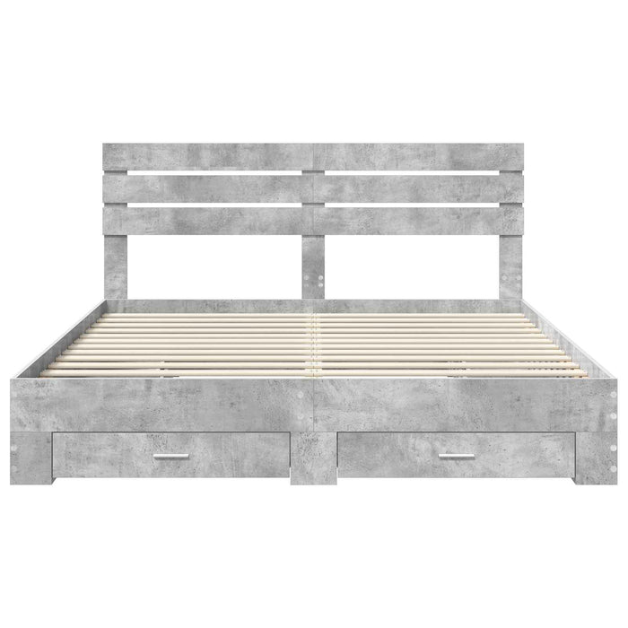 Cadru de pat cu sertar cu headboard cu depozitare Lemn compozit - WALTI WALTI