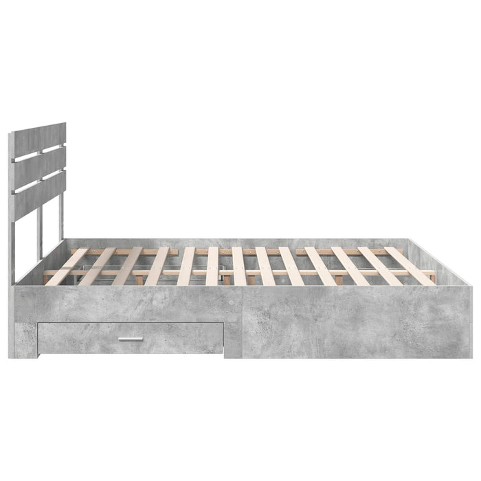 Cadru de pat cu sertar cu headboard cu depozitare Lemn compozit - WALTI WALTI