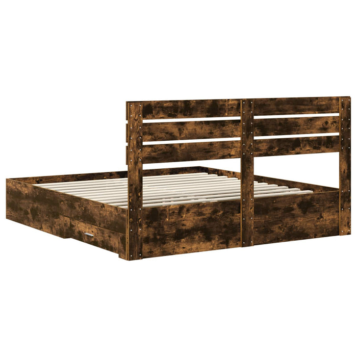 Cadru de pat cu sertar cu headboard cu depozitare Lemn compozit - WALTI WALTI