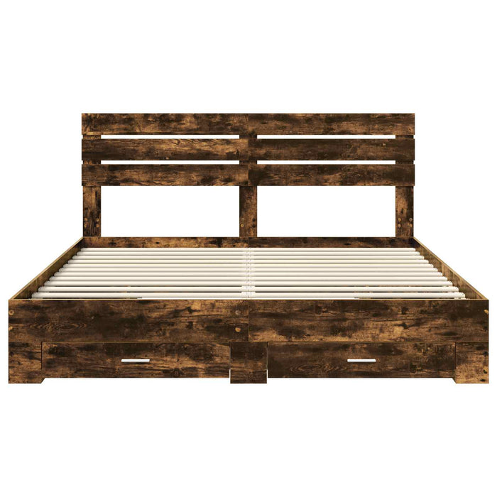 Cadru de pat cu sertar cu headboard cu depozitare Lemn compozit - WALTI WALTI