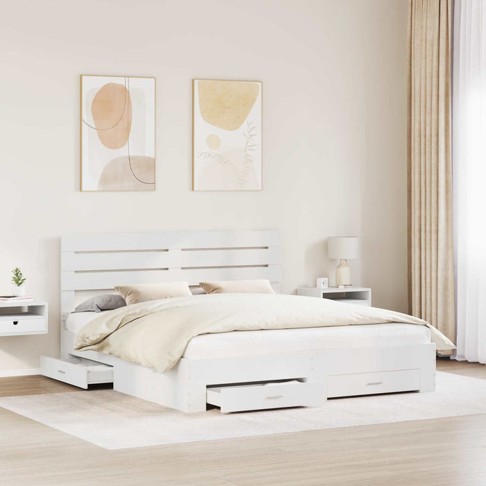 Cadru de pat cu sertar cu headboard cu depozitare Lemn compozit - WALTI WALTI