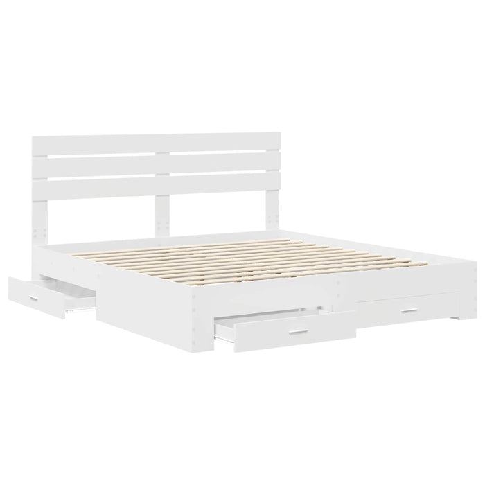 Cadru de pat cu sertar cu headboard cu depozitare Lemn compozit - WALTI WALTI