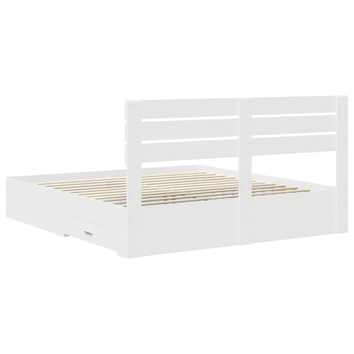 Cadru de pat cu sertar cu headboard cu depozitare Lemn compozit - WALTI WALTI