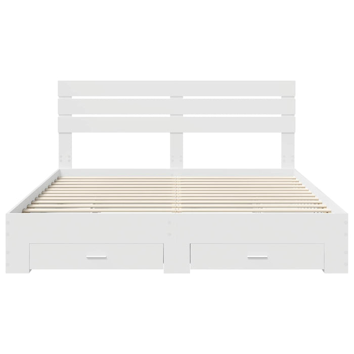 Cadru de pat cu sertar cu headboard cu depozitare Lemn compozit - WALTI WALTI