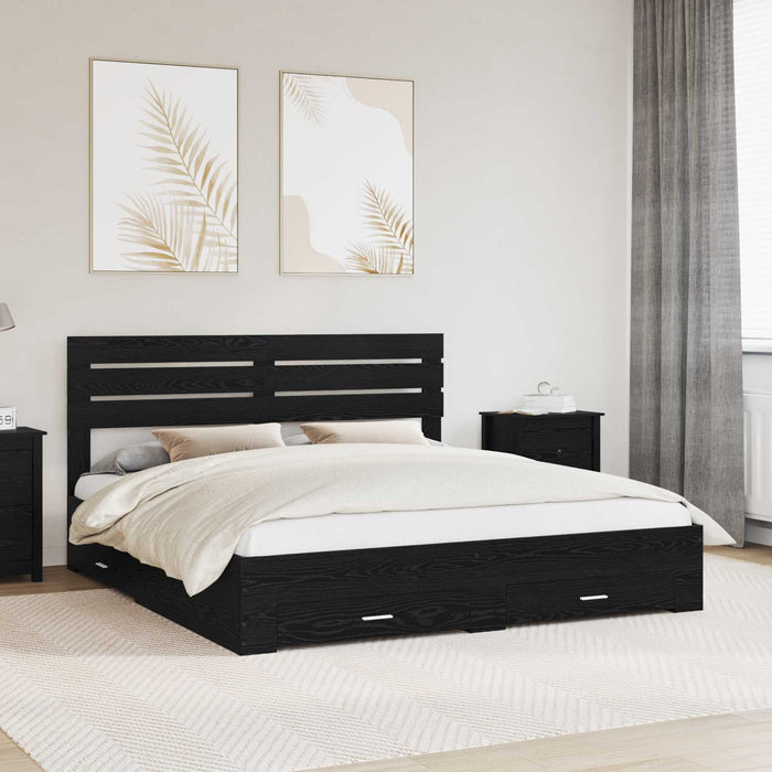 Cadru de pat cu sertar cu headboard cu depozitare Lemn compozit - WALTI WALTI