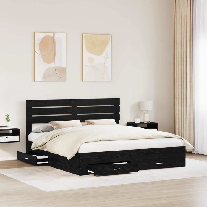 Cadru de pat cu sertar cu headboard cu depozitare Lemn compozit - WALTI WALTI