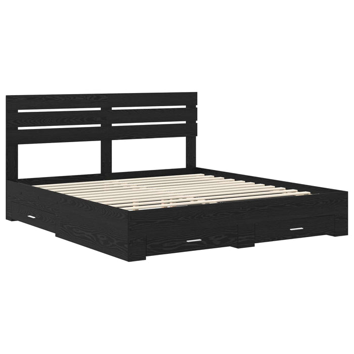 Cadru de pat cu sertar cu headboard cu depozitare Lemn compozit - WALTI WALTI