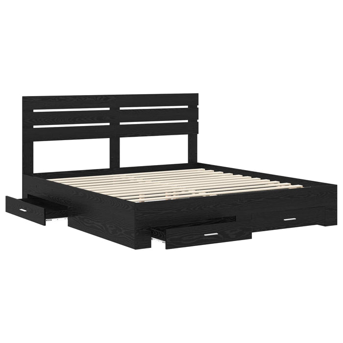 Cadru de pat cu sertar cu headboard cu depozitare Lemn compozit - WALTI WALTI