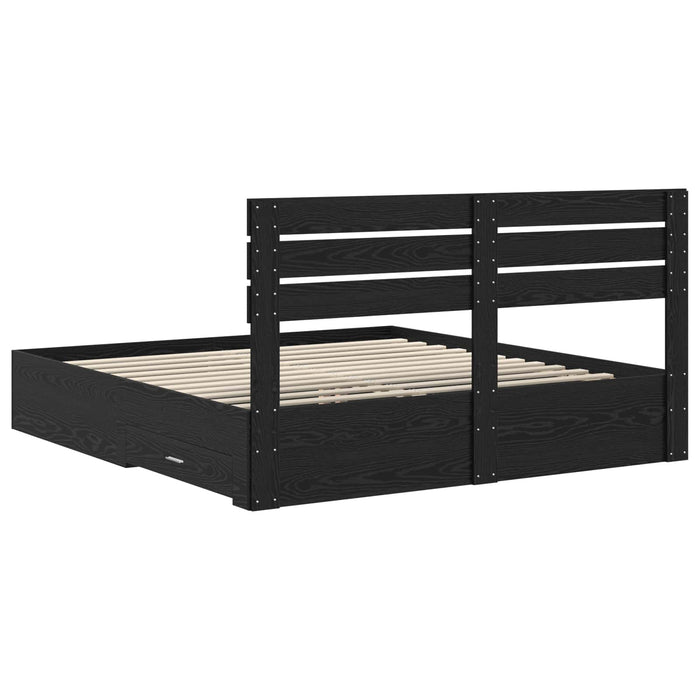 Cadru de pat cu sertar cu headboard cu depozitare Lemn compozit - WALTI WALTI