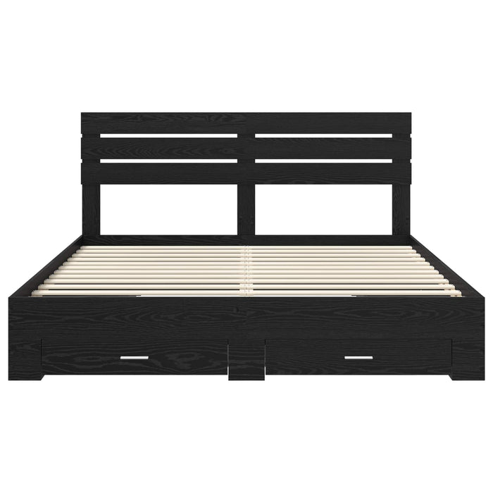 Cadru de pat cu sertar cu headboard cu depozitare Lemn compozit - WALTI WALTI