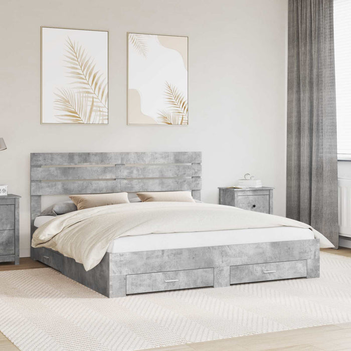 Cadru de pat cu sertar cu headboard cu depozitare Lemn compozit - WALTI WALTI