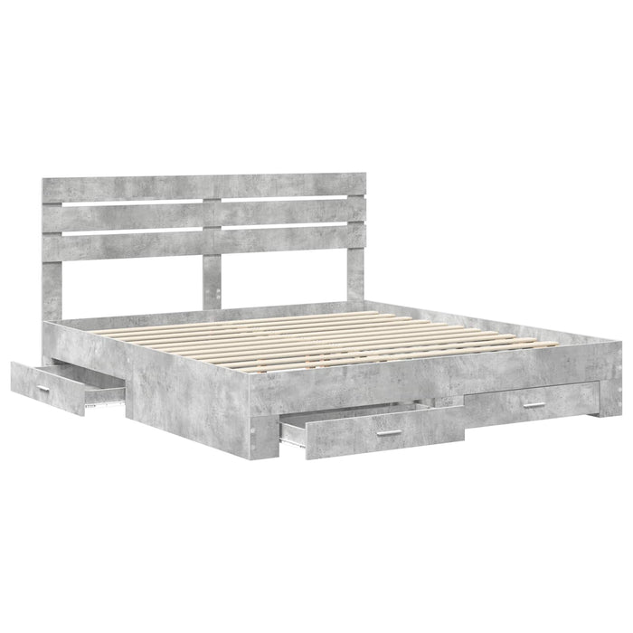 Cadru de pat cu sertar cu headboard cu depozitare Lemn compozit - WALTI WALTI