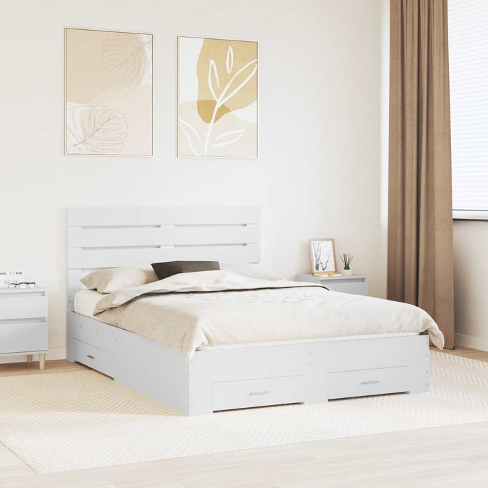Cadru de pat cu sertar cu headboard cu depozitare Lemn compozit - WALTI WALTI