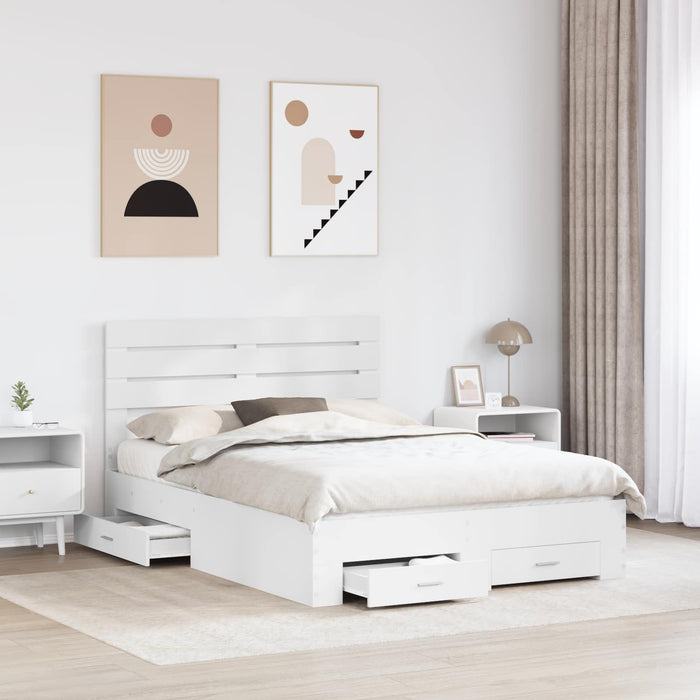 Cadru de pat cu sertar cu headboard cu depozitare Lemn compozit - WALTI WALTI